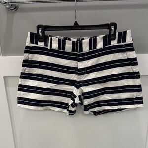 Banana Republic Navy and White Striped Women’s Flat-Front Shorts